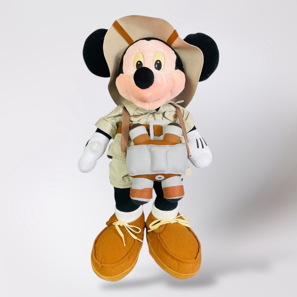 Disney Mickey Mouse Plush Safari Adventure Puppet Vintage Binoculars Stuffed Toy